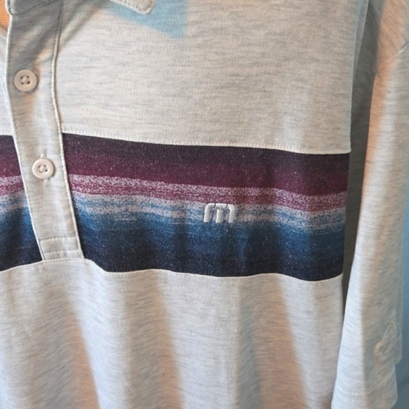 Travis Mathew Men’s Golf Polo Cabana Chest Stripe Performance Heather Gray XXL - Picture 3 of 9
